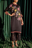 Chandrima Black floral appliqued kurta set Online Shopping