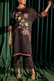 Chandrima Black floral appliqued kurta set Online Shopping