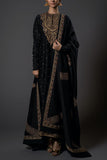 Rohit Bal Black floral embroidery kurta set Online Shopping