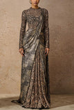 Tarun Tahiliani Black gold embroidered panel concept sari set Online Shopping