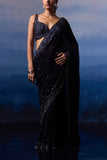 Angad Singh Black motif sequin embroidered sari set Online Shopping