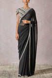 Tarun Tahiliani Black pearl embroidered sari set Online Shopping