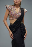 Rocky Star Black raw silk sari set Online Shopping