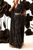 Bhumika Sharma Black rosette print sari set Online Shopping