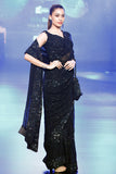 Rabani and Rakha Black sequin embroidered sari set Online Shopping