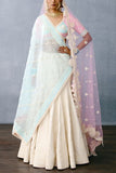 Torani Blue and ivory embroidered lehenga set Online Shopping