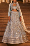 The Royaleum Atelier Blue embellished lehenga set Online Shopping