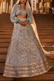 The Royaleum Atelier Blue embellished lehenga set Online Shopping