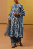 Sue Mue Blue floral embroidered kurta set Online Shopping