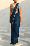 Chamee and Palak Blue sequin embellished pre-draped sari set Online Shopping