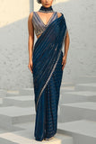 Chamee and Palak Blue sequin embellished pre-draped sari set Online Shopping