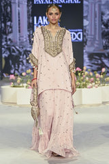 Payal Singhal Blush pink mukaish tiered sharara set Online Shopping