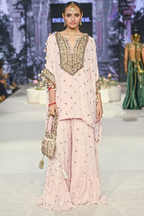 Payal Singhal Blush pink mukaish tiered sharara set Online Shopping