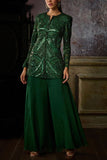 DiyaRajvvir Bottle green embroidered jacket and sharara Online Shopping