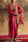 Petticoat Lane Bright red embroidered brocade kurta set Online Shopping