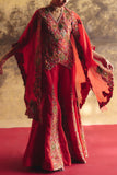 Petticoat Lane Bright red Mughal embroidered cape sharara set Online Shopping