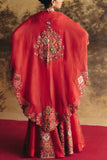 Petticoat Lane Bright red Mughal embroidered cape sharara set Online Shopping