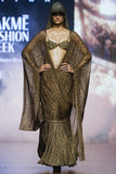 Itrh Brown leopard print crystal draped sari set Online Shopping