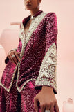 Bhumika Sharma Burgundy rosette printed jacket and sharara Online Shopping