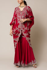 Nupur Kanoi Burgundy Swarovski detail gharara set Online Shopping