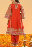 Sheetal Batra Burnt orange dabka embroidery kurta set Online Shopping