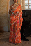 Paulmi and Harsh Burnt orange floral print sharara sari set Online Shopping