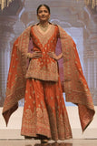 Sheetal Batra Burnt orange sitaara embroidery sharara set Online Shopping