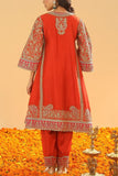 Sheetal Batra Burnt orange zardozi embroidery kurta set Online Shopping