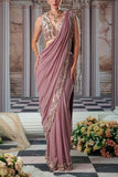 Nidhika Shekhar Cedar sequin embroidered pre-draped sari set Online Shopping