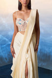 Angad Singh Champagne draped sari set Online Shopping