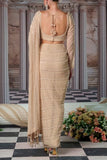 Nidhika Shekhar Champagne embroidered pre-draped sari set Online Shopping