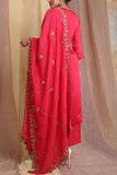 Miku Kumar Cherry red sequin embroidery kurta set Online Shopping