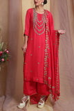 Miku Kumar Cherry red sequin embroidery kurta set Online Shopping