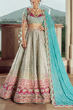 Annu's Creation Cold turquoise banarasi embroidered lehenga set Online Shopping