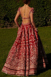 Jigar and Nikita Crimson red floral embroidered lehenga set Online Shopping