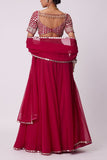 Vvani by Vani Vats Crimson red mirror embroidered sharara set Online Shopping