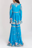 Aisha Rao Cyan blue floral embroidered gharara set Online Shopping