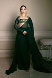 Masaba Dark green draped skirt sari set Online Shopping