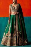 Aman Takyar Dark green embroidered lehenga set Online Shopping