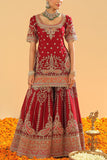 Sheetal Batra Deep red dabka zardozi embroidered sharara set Online Shopping