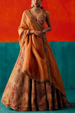 Aman Takyar Dull orange embroidered lehenga set Online Shopping