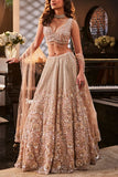 Kalighata Dusty peach floral embroidered lehenga set Online Shopping