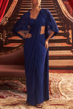 Seema Thukral Electric blue embellished cape set Online Shopping