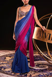 Ohaila Khan Electric blue ombre pre-draped sari Online Shopping