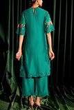 Chandrima Emerald green floral embroidered kurta set Online Shopping