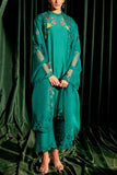 Chandrima Emerald green floral embroidered kurta set Online Shopping