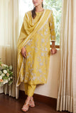 Summer by Priyanka Gupta Fall yellow floral embroidered kurta set Online Shopping