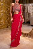 Ridhima Bhasin Fuchsia embellished sari set Online Shopping