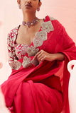 Bhumika Sharma Fuchsia embroidered sari set Online Shopping