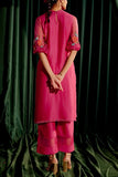 Chandrima Fuchsia floral appliqued kurta set Online Shopping